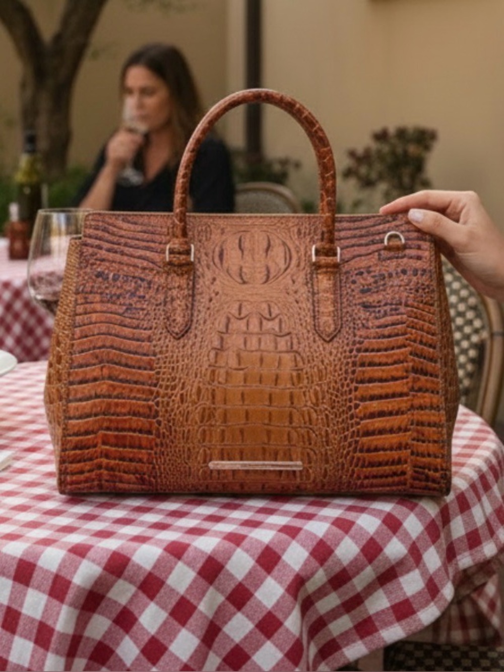 Brahmin Finley Carry All Toasted Almond Genuine Leather Bag NWT